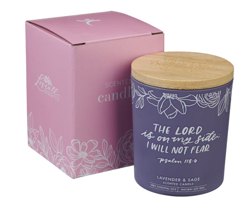 I Will Not Fear Lavender and Sage Candle in a Glass Jar - Psalm 118:6
