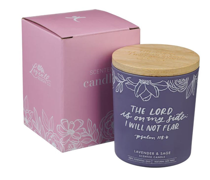 I Will Not Fear Lavender and Sage Candle in a Glass Jar - Psalm 118:6