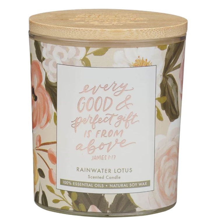 Every Good and Perfect Gift Rainwater Lotus Scented Candle - James 1:17