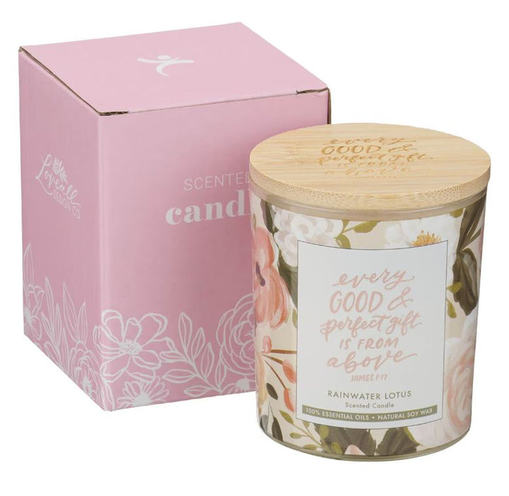 Every Good and Perfect Gift Rainwater Lotus Scented Candle - James 1:17