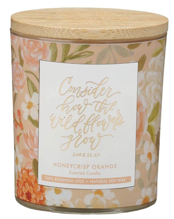Wildflowers Honeycrisp Orange Scented Candle in Glass Jar - Luke 12:27