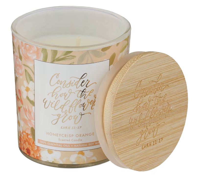 Wildflowers Honeycrisp Orange Scented Candle in Glass Jar - Luke 12:27
