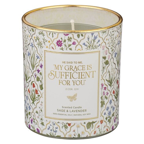 Sufficient Grace Sage and Lavender Scented Candle - 2 Corinthians 12:9