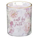 Walk by Faith Pink Aloe Bamboo Scented Candle in A Glass Jar - 2 Corinthians 5:7