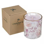 Walk by Faith Pink Aloe Bamboo Scented Candle in A Glass Jar - 2 Corinthians 5:7