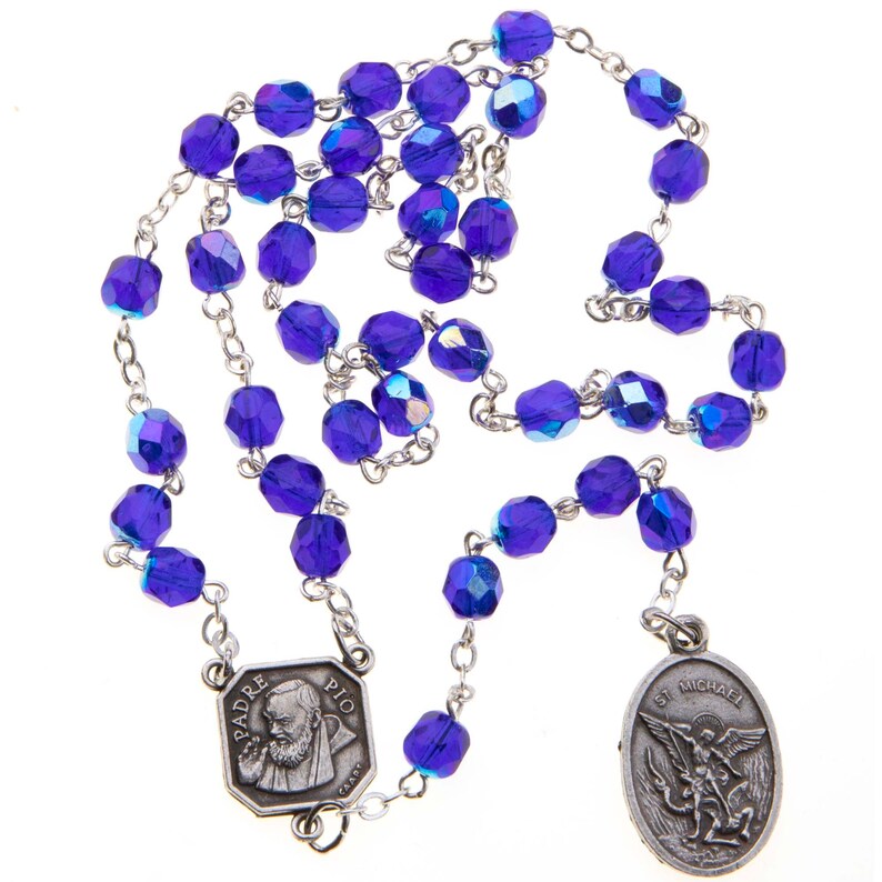 7mm Crystal St. Michael Chaplet with Prayer Card