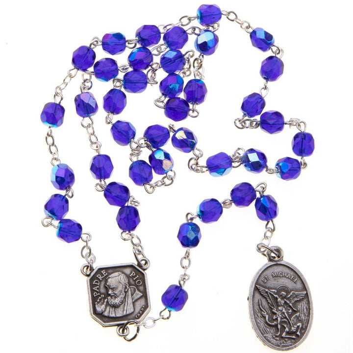 7mm Crystal St. Michael Chaplet with Prayer Card
