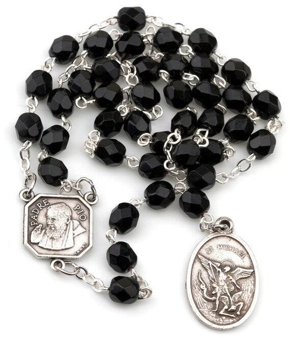7mm Crystal St. Michael Chaplet with Prayer Card