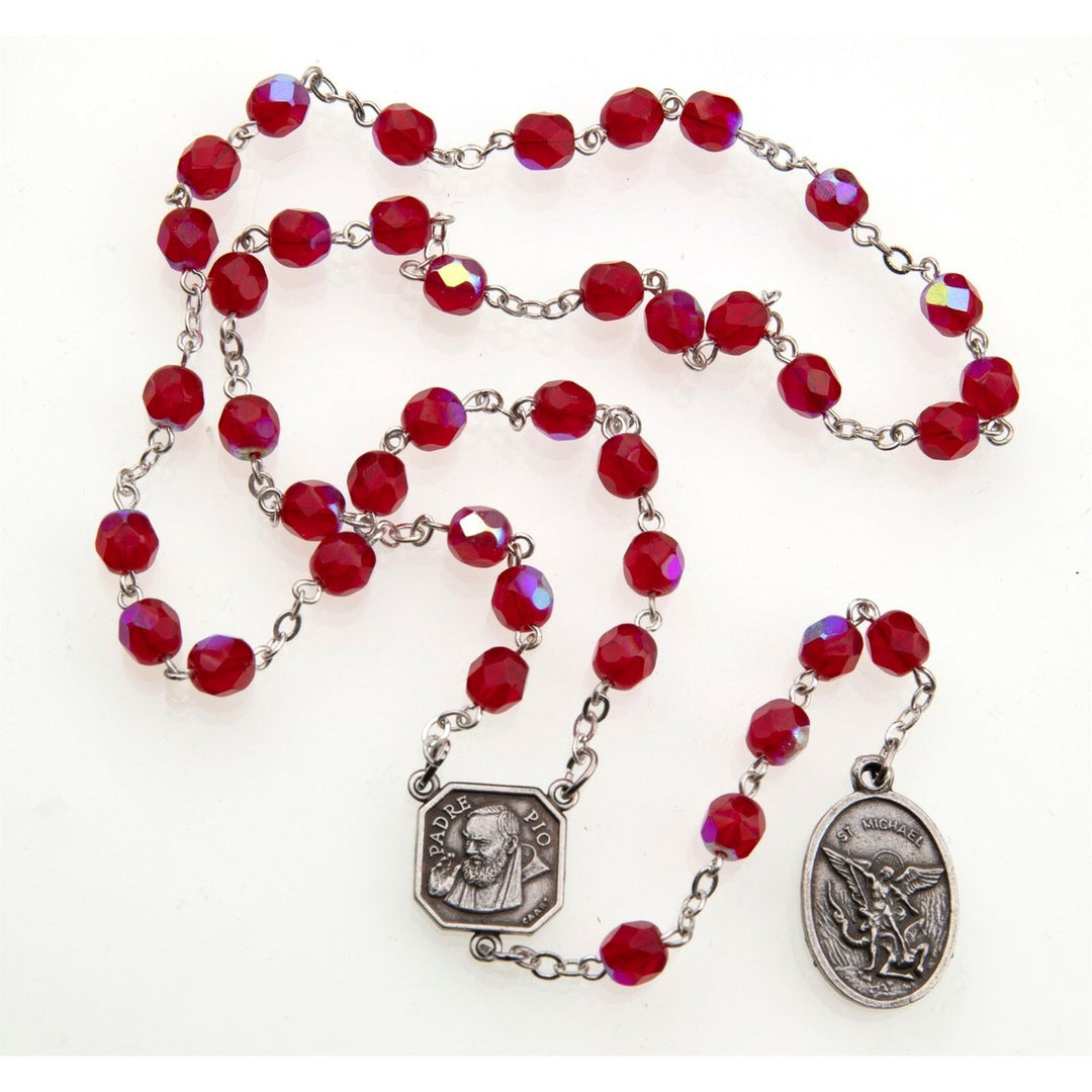 7mm Crystal St. Michael Chaplet with Prayer Card