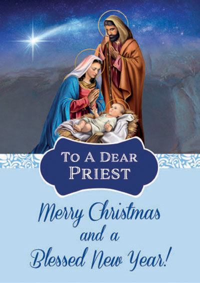 To A Dear Priest Merry Christmas Greeting Card