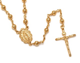 4mm Gold Plated Polished Our Lady of Guadalupe Rosary