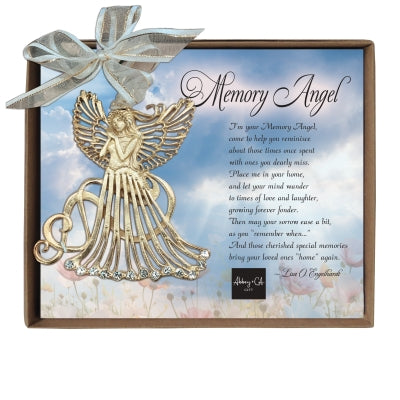 Gold Memory Angel Ornament with Crystal