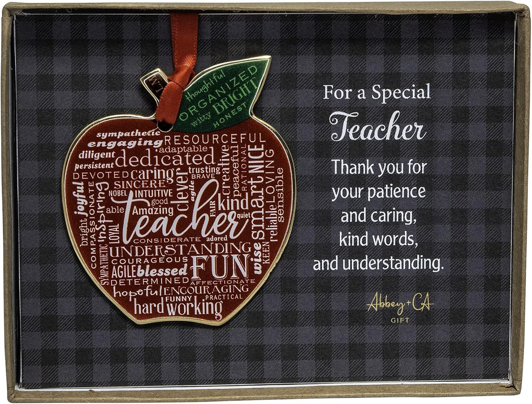 Gold Teacher Apple Ornament