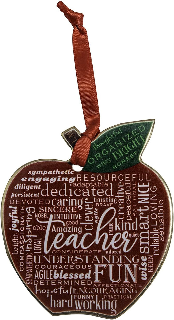 Gold Teacher Apple Ornament