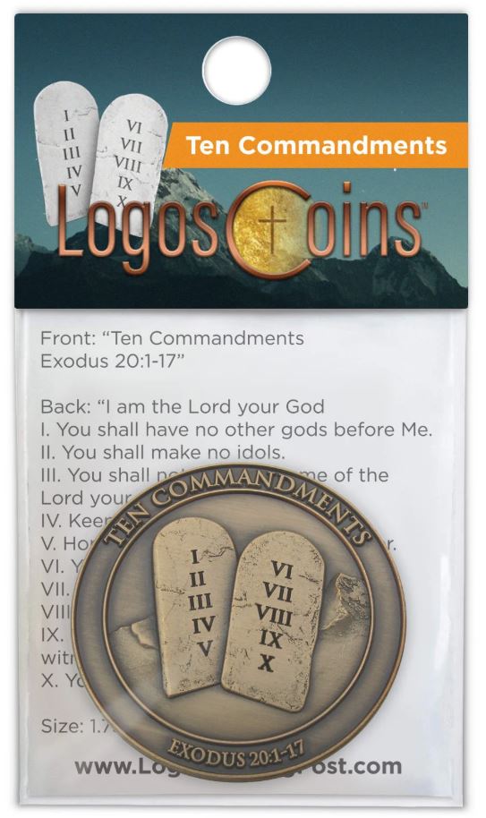 Ten Commandments Antique Gold Plated Challenge Coin