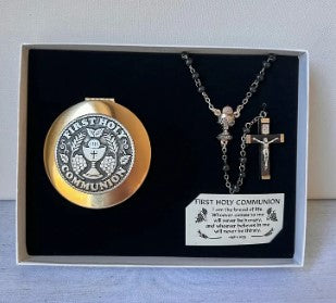 Black Communion Rosary Gift Set
