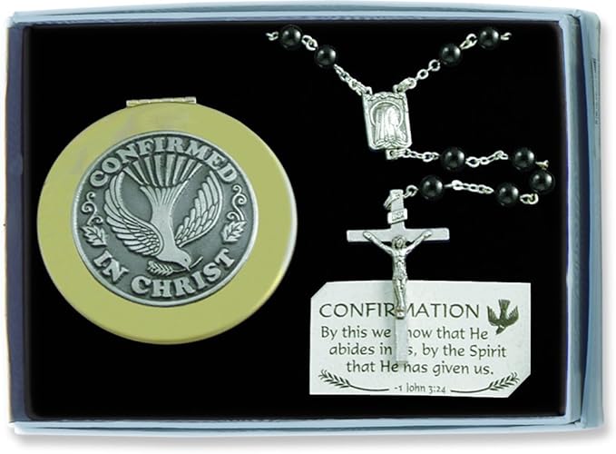 Confirmation Rosary Gift Set -  Black