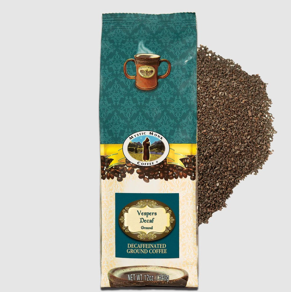 Mystic Monk Vespers Decaf Dark Roast Ground Coffee - 12oz Bag