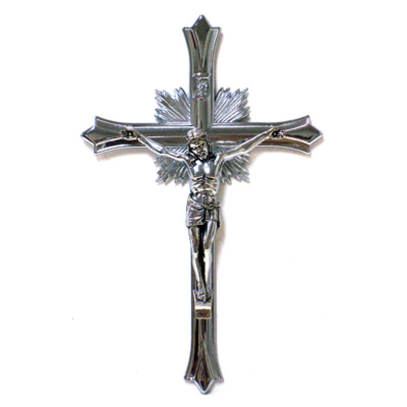 12" Silver Tone Classic Crucifix