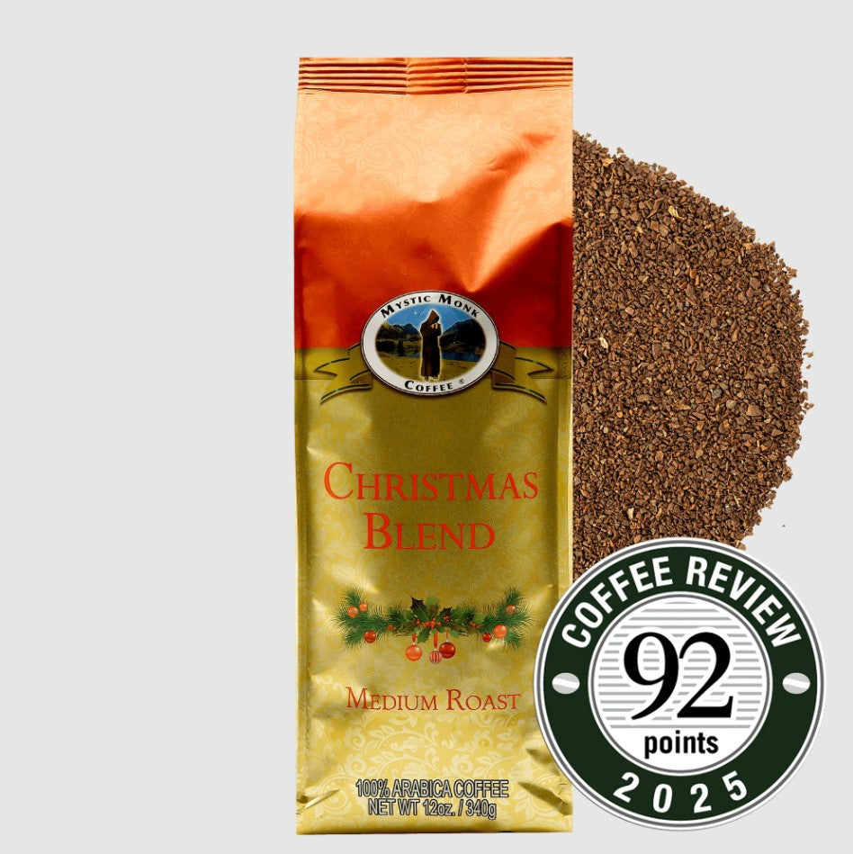 Mystic Monk Christmas Blend Medium Roast Ground Coffee - 12oz Bag
