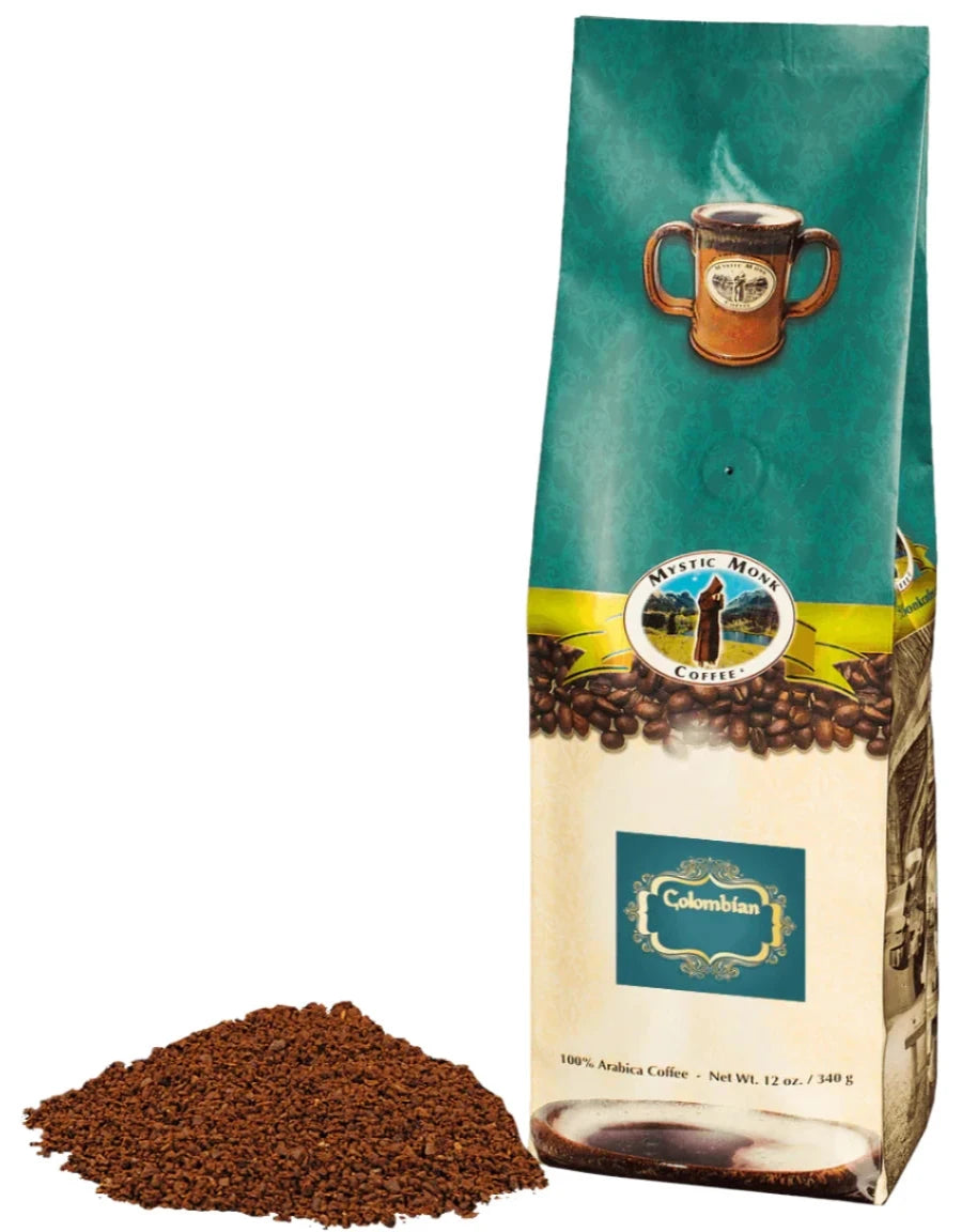 Mystic Monk Colombian Ground Coffee - 12 oz Bag