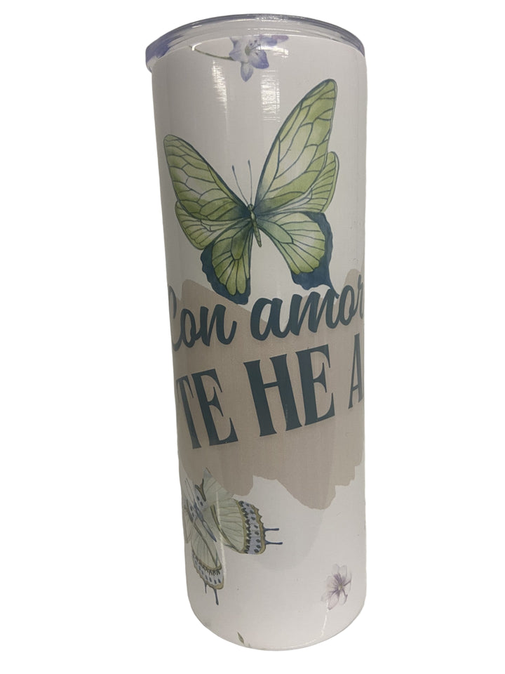 20 oz Stainless Steel Tumbler Butterfly "Con Amor"