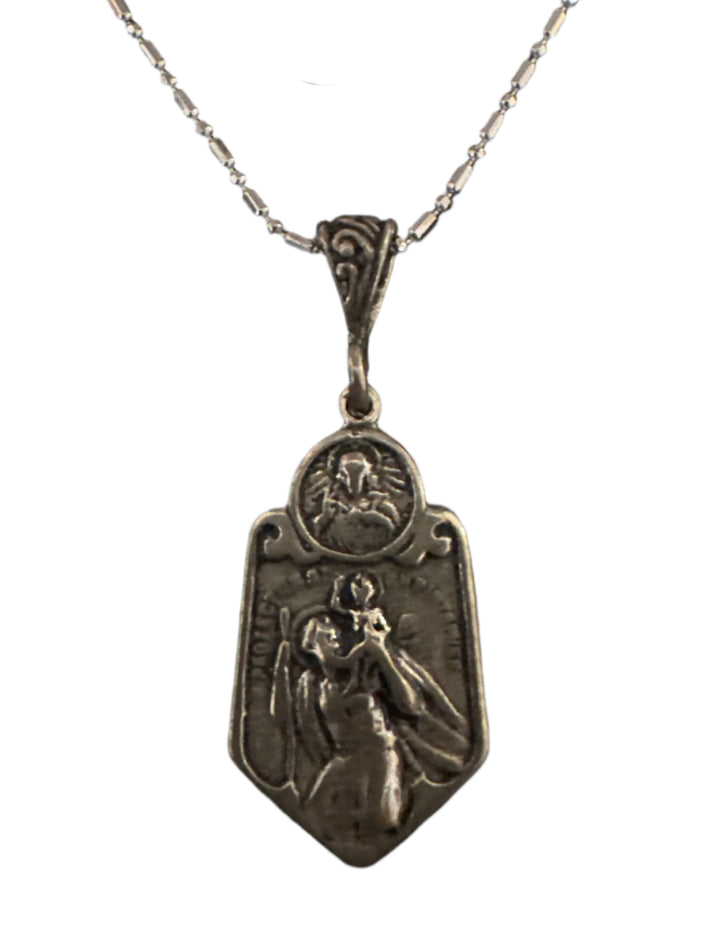 Sterling Silver Necklace with St. Christopher Medal