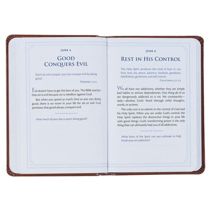 Be Strong and Steadfast Brown Faux Leather Daily Devotional