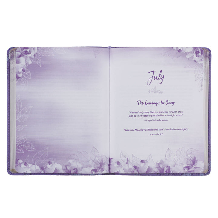 Strong and Courageous Purple Faux Leather Devotional