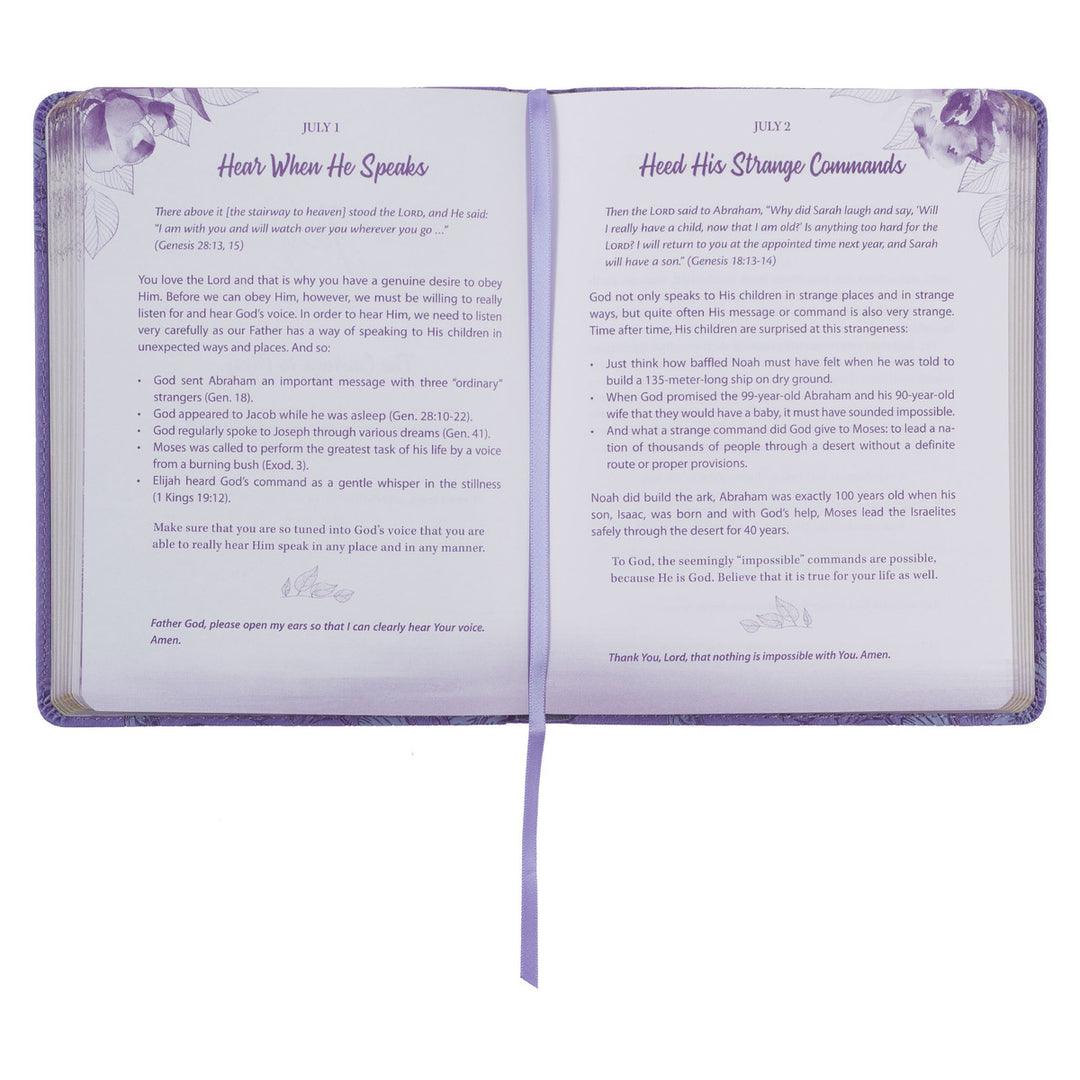 Strong and Courageous Purple Faux Leather Devotional