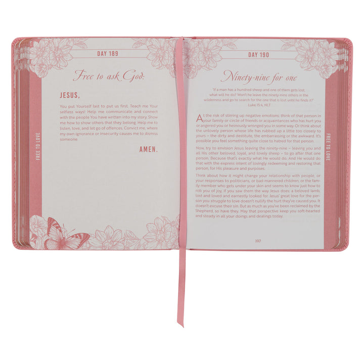 Live Free Pink Faux Leather Devotional