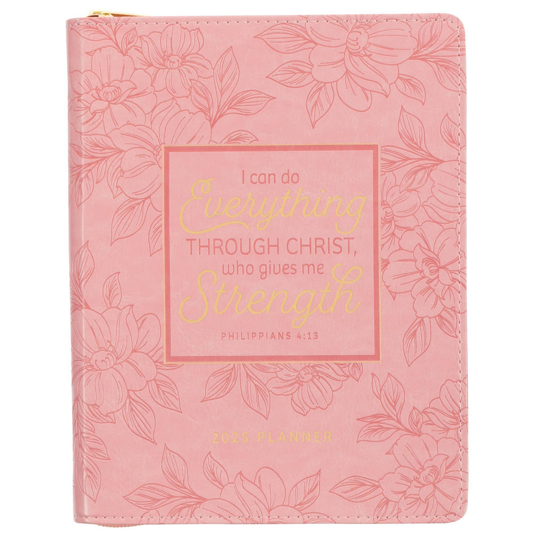 I Can Do Everything Pink Faux Leather Large 18-month Planner for Women - Philippians 4:13