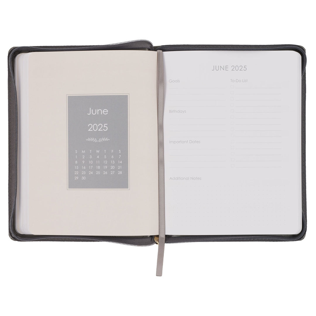 2025 Strength and Dignity Brown Faux Leather 18-Month Planner for Women - Proverbs 31:25