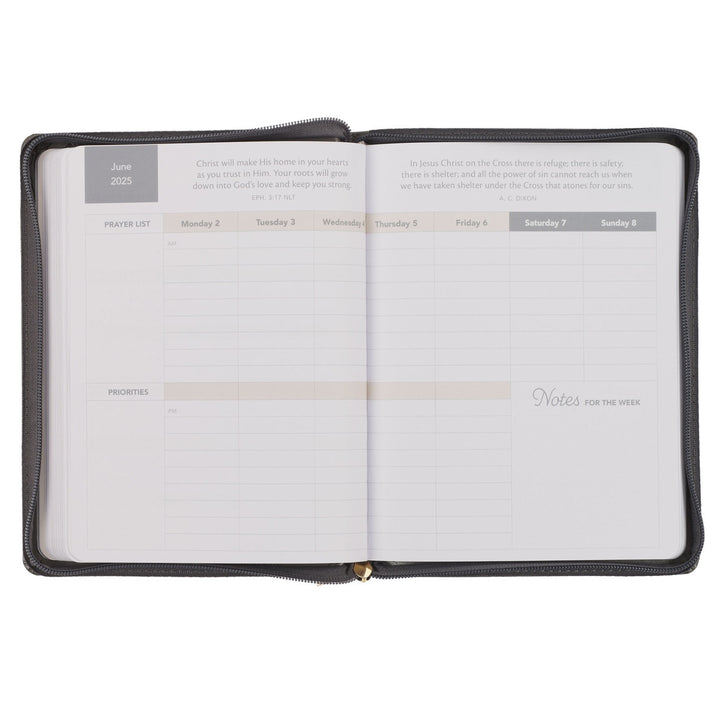 2025 Strength and Dignity Brown Faux Leather 18-Month Planner for Women - Proverbs 31:25