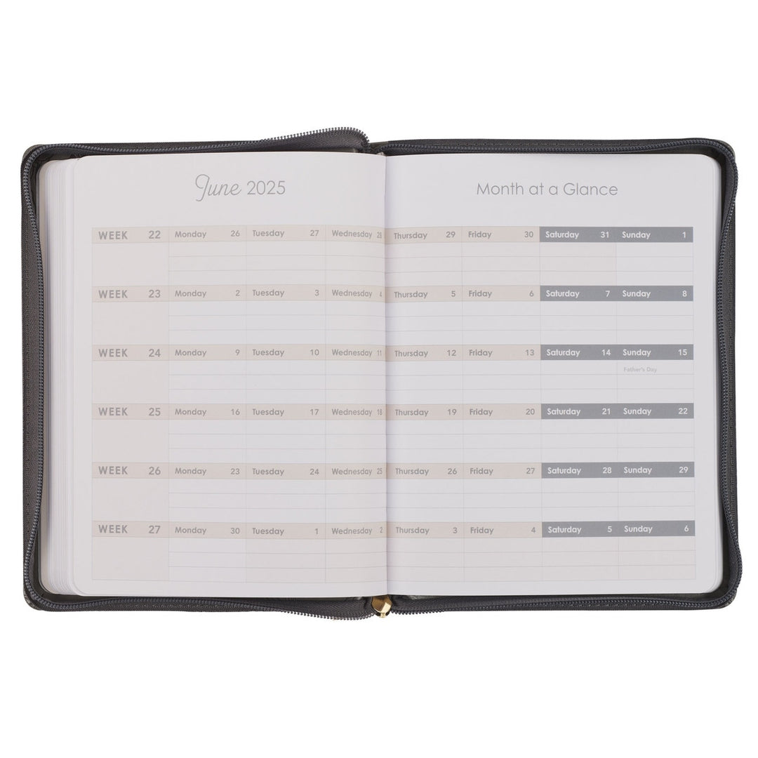 2025 Strength and Dignity Brown Faux Leather 18-Month Planner for Women - Proverbs 31:25