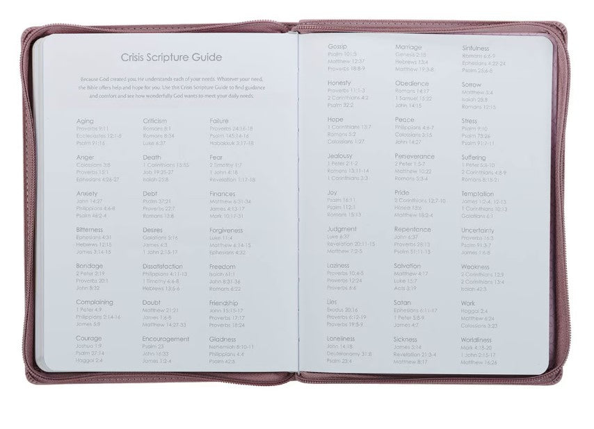 2027 Plans Large Zippered Dusty Mauve Faux Leather 18-Month Planner for Women - Jeremiah 29:11