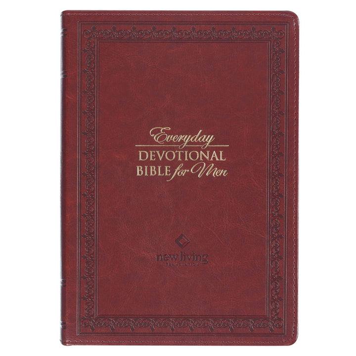 Saddle Tan Faux Leather NLT Everyday Devotional Bible for Men