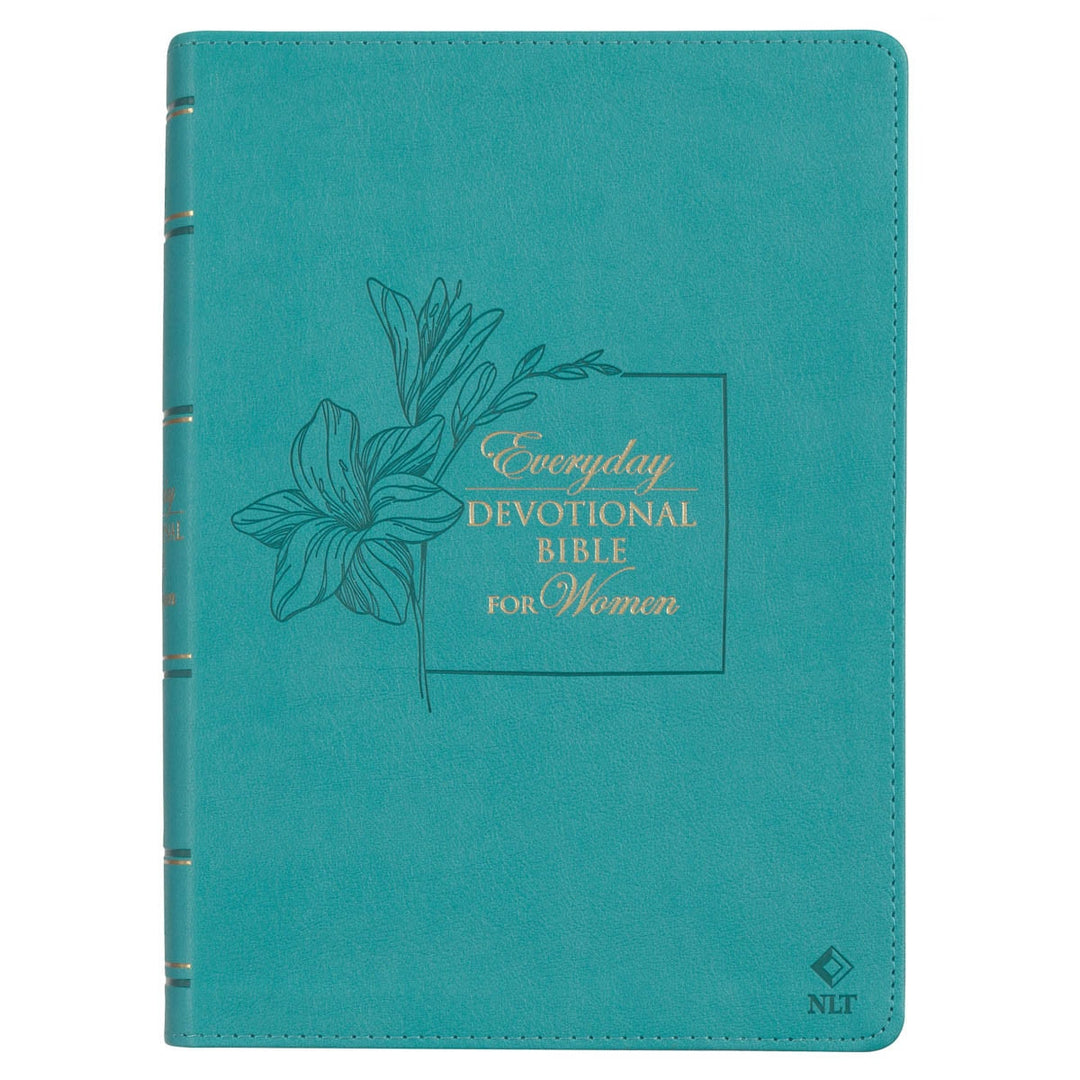 Floral Teal Faux Leather NLT Everyday Devotional Bible for Women