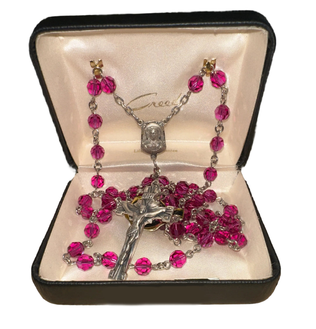 7MM Fuchsia Swarovski Crystal Rosary