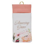 Amazing Grace Cream and Coral Floral Faux Leather Double Eyeglass Case