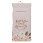 Strength and Dignity Pink Floral Faux Leather Double Eyeglass Case - Proverbs 31:25