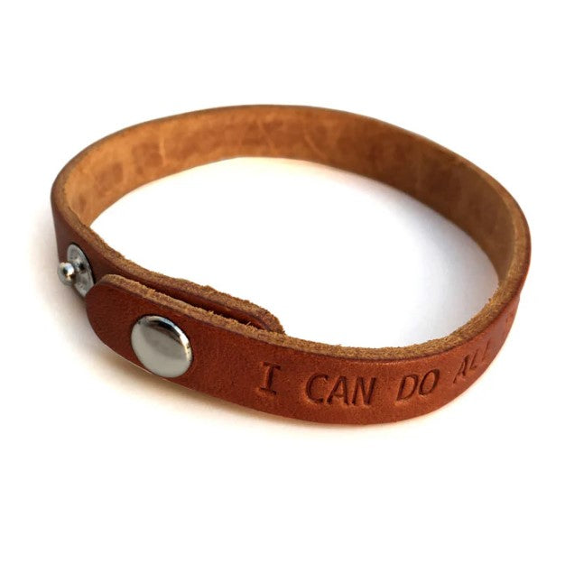 Philippians 4:13 Genuine Leather Bracelet