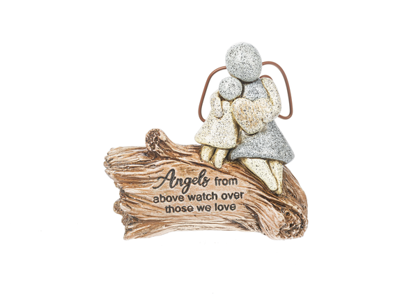 Serenity Angels on a Log Figurine