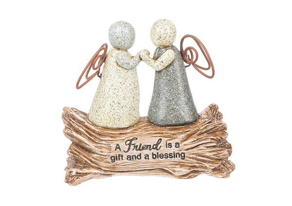 Serenity Angels on a Log Figurine