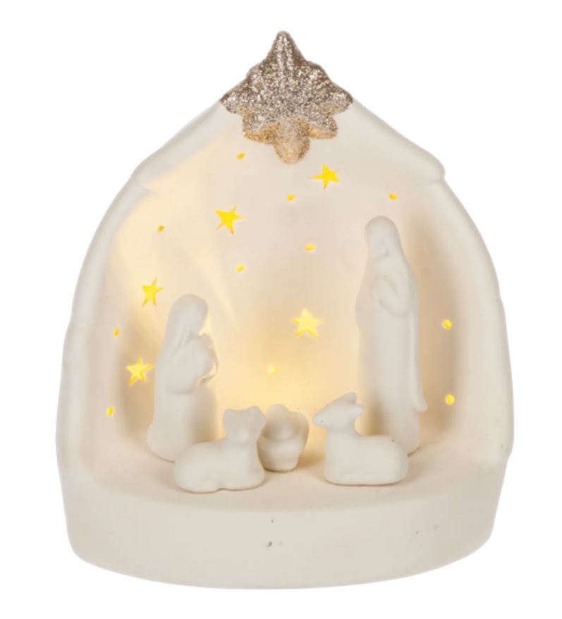 7" Holy Family Nativity Light Up Tabletop Figurine