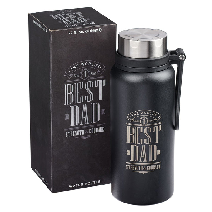 The World's Best Dad Stainless Steel Water Bottle - Joshua 1:9