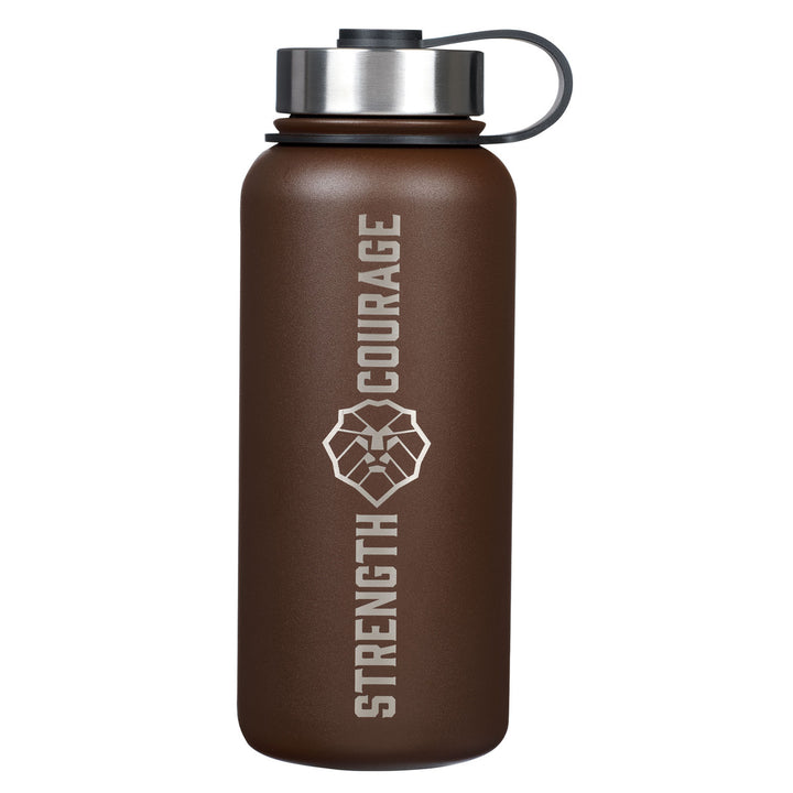 Strength and Courage Brown Stainless Steel Water Bottle - Joshua 1:9