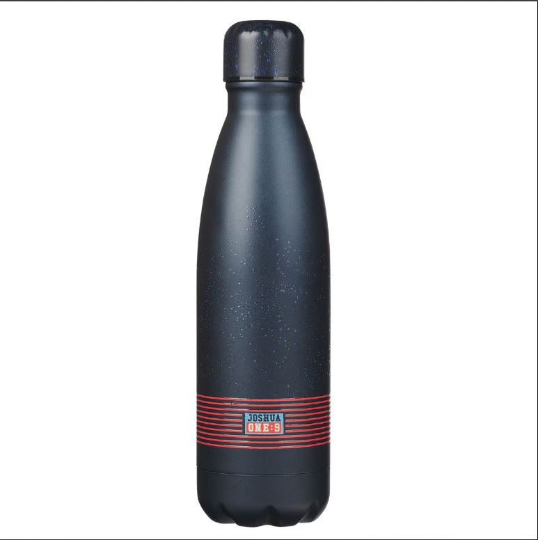 Be Strong and Courageous Blue Space Stainless Steel Water Bottle - Joshua 1:9
