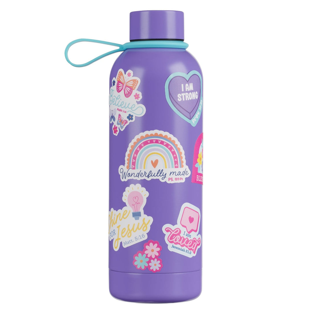 Wonderfully Made Stainless Steel Water Bottle with Stickers - Psalm 139:14