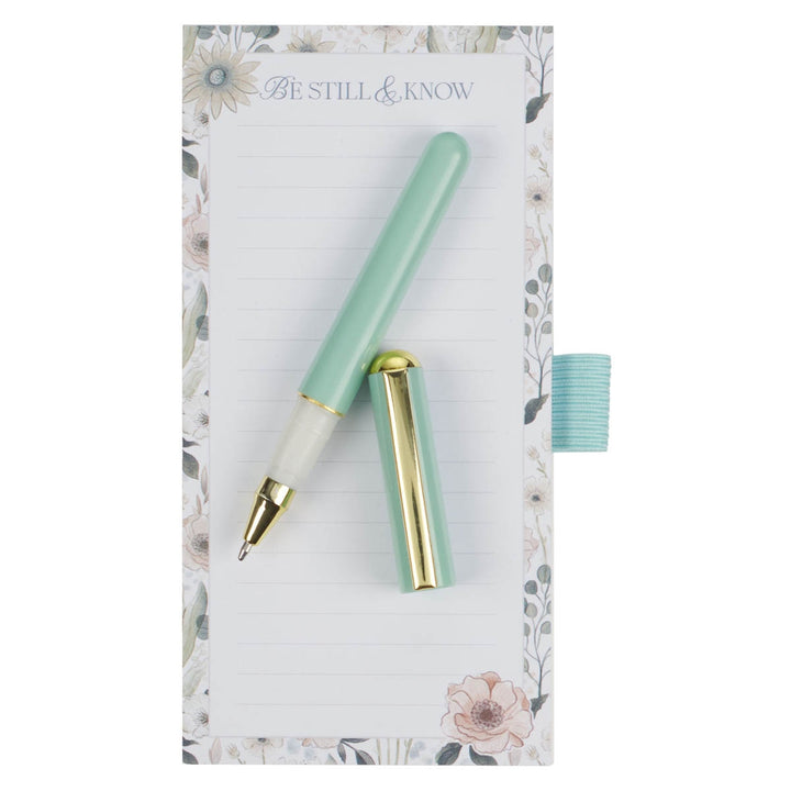 Teal Meadow Magnetic Notepad and Pen Gift Set - Psalm 46:10